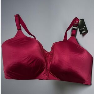 Torrid Wire Free Bra Microfiber Lightly Lined Deep Red 360 Back Smoothing 38DDD